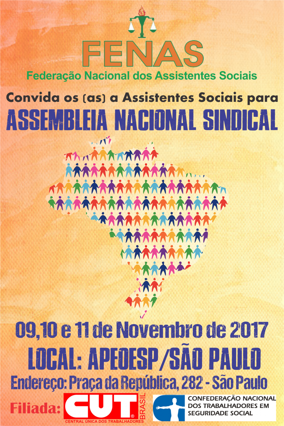 FENAS convida todos (as) Assistentes Sociais do Brasil para Assembleia Nacional Sindical 2017